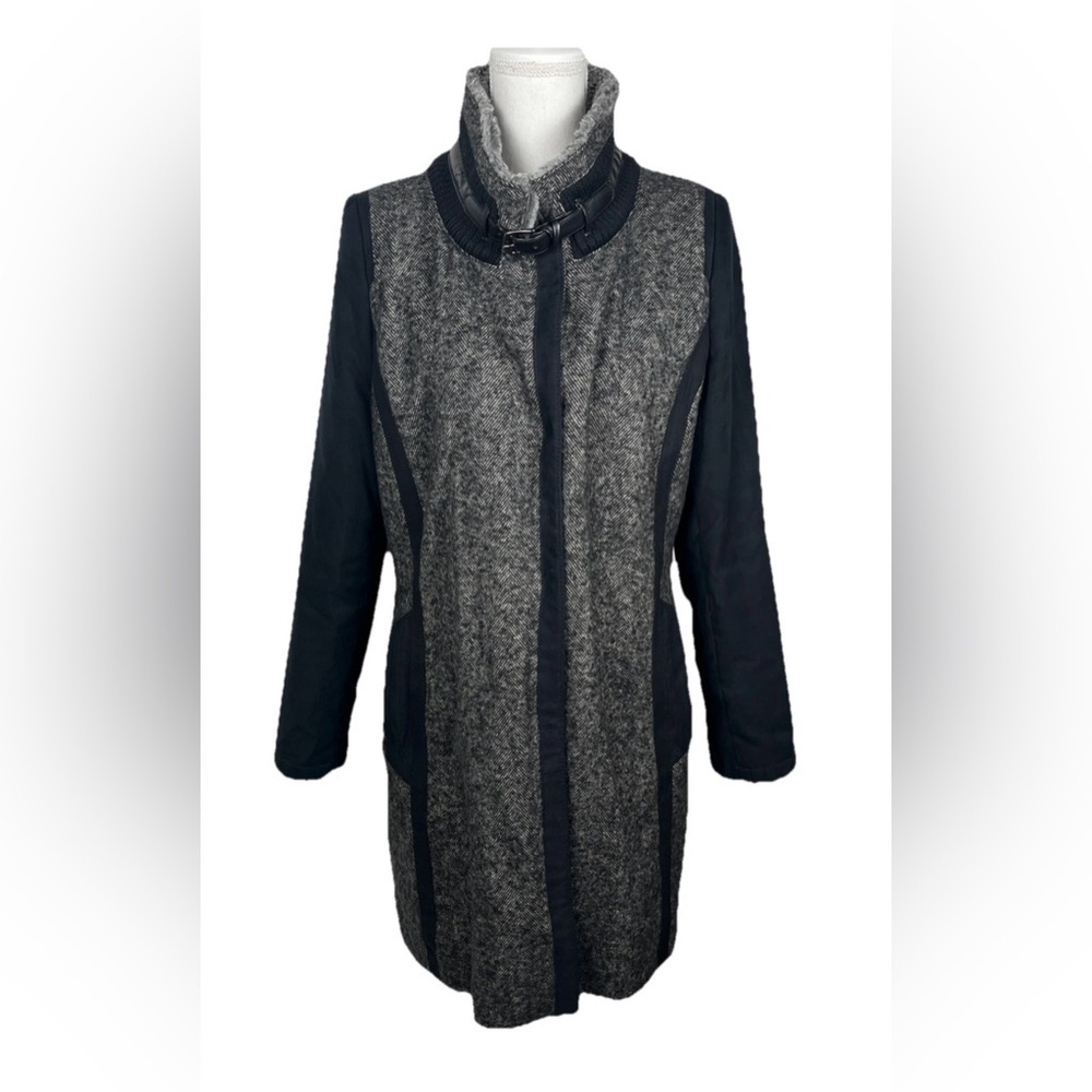 Your Sixth Sense Vintage Tweed Herringbone Wool Black Gray Coat Womens Size‎ 12
